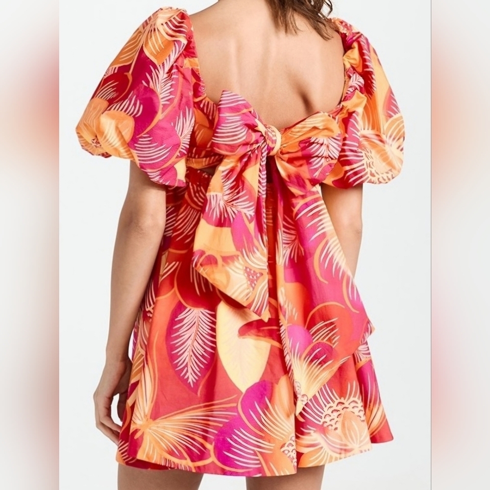 FARM Rio Vibrant Pink and Orange Mini Dress